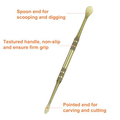 HARFINGTON 8 Pcs Wax Carving Tools 4.8" Double Ended Stainless Steel Wax & Clay Sculpting Wax Carvers Tools Modeling Spoon for Figures Clay Handmade Art Works, Blue Golden - color: Blue Golden
