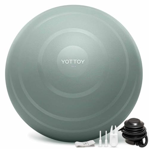 YOTTOY Anti-Burst Exercise Ball for Working Out, Yoga & Pregnancy, Extra Thick Workout Ball for Physical Therapy & Fitness - color: green, size: 26IN/58-65cm