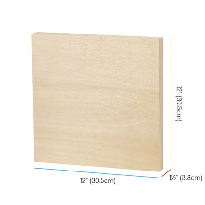 MEEDEN Unfinished Wood Canvas Board:12x12 Canvas Panel Pack of 2 | 1-1/2" Deep Wooden Panel Board, Blank Cradled Wood Art Board for Painting - Rectangle - size: 12"x12"- 2 Pack