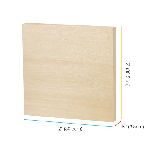 MEEDEN Unfinished Wood Canvas Board:12x12 Canvas Panel Pack of 2 | 1-1/2" Deep Wooden Panel Board, Blank Cradled Wood Art Board for Painting - Rectangle - size: 12"x12"- 2 Pack