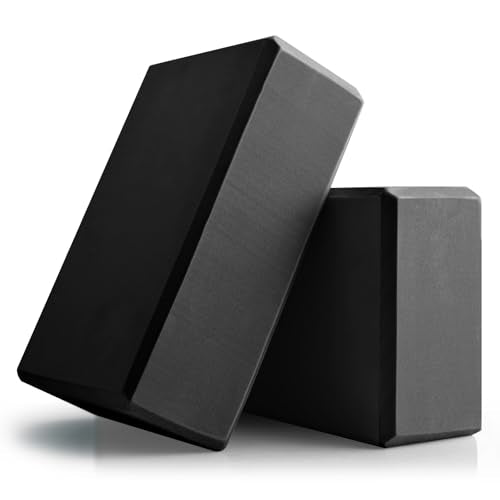 Yoga Blocks 2 Pcs, 9"x6"x3" Yoga Brick Foam Blocks EVA Foam Block Yoga Props Accessories for Yoga Pilates Stretching and Meditation - color: Black
