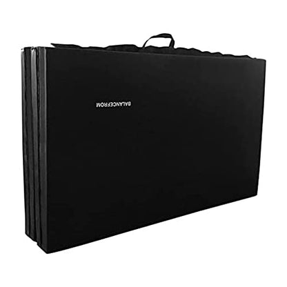 BalanceFrom 10x4 Feet 4-Panel Folding Gymnastics Mat – 2-Inch Thick Pad with Vinyl Surface and Carrying Handles for Tumbling, Yoga, Pilates, Home Workouts, and Martial Arts - color: Black