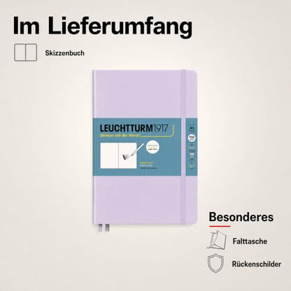 Leuchtturm1917 - Medium A5 Hardcover Sketchbook (Lilac) - 112 Pages of 150g/m² Paper - color: Lilac, size: Medium (A5)