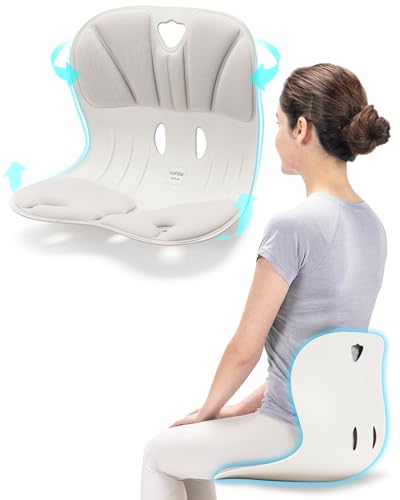 curble Wider – Ergonomic Desk Chair Seat Cushion, Everyday Passive Posture Trainer for Work from Home, Office & Car, Breathable Lumbar Support - color: Grey