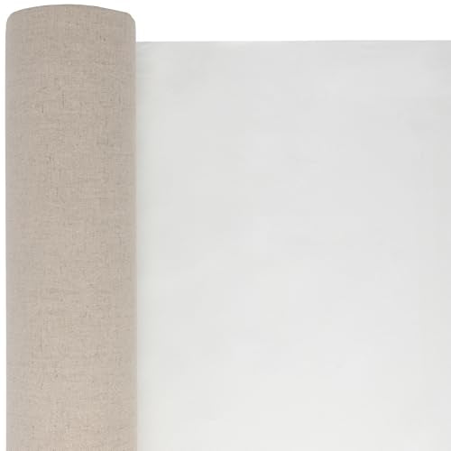 Centurion 11 oz. Acrylic Primed 100% Linen Canvas Roll, 84 inches x 30 Yards Double Primed Medium Weight with Even Surface Texture - Archival Ready to Stretch Linen Canvas Material for All Wet Media