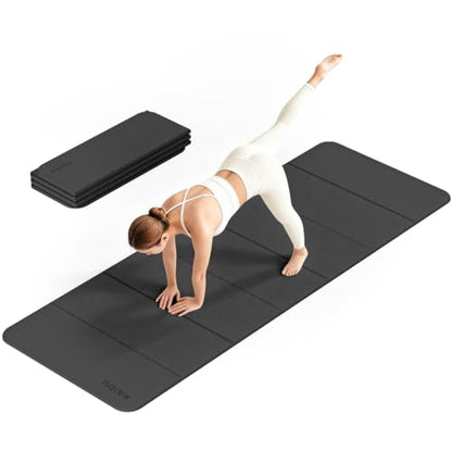 PAIDU Foldable Yoga Mat 10mm Thick, 75"x26" Non-Slip Fitness Exercise Mat - color: Black