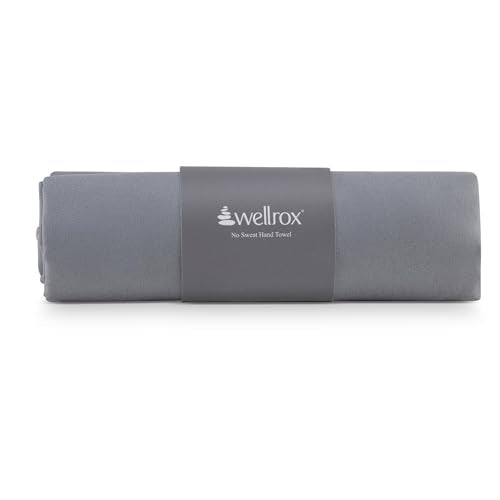 Wellrox Microfiber Yoga Hand Towel – Super Soft, Quick-Dry, Non Slip Yoga Towel for Hot Pilates, Gym & Workouts (26.5" x 16", Grey) - color: Grey