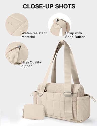 Mini Gym Bag for Women Puffy Bag, Small Gym Bag with Coin Wallet, Lightweight Gym Tote Bag for Fitness, Work, Travel, Daily Commute,Camel - color: Camel