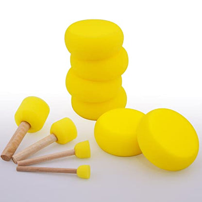 Hapeper 28 Pieces Round Sponge Brush, Artist Painting Foam Sponge for Watercolor, Crafts, Face Painting