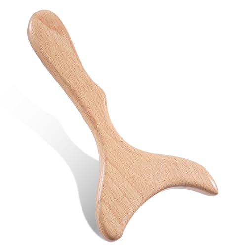 Lymphatic Drainage Massager, Natural Wood Therapy Massage Tools One-Handed Gua Sha Body Tool Manual Anti-Cellulite Sculpting Board for Muscle Release, Fascia Massage, Body Contouring - 1 Pack