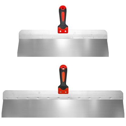 Large Drywall Knife 2pcs/Set, Drywall Hand Tool Kit | 18'' + 24'' Stainless Steel Putty Knives, Taping Knives for Drywall Joint Taping, Finishing & Patching - color: Black - D Set