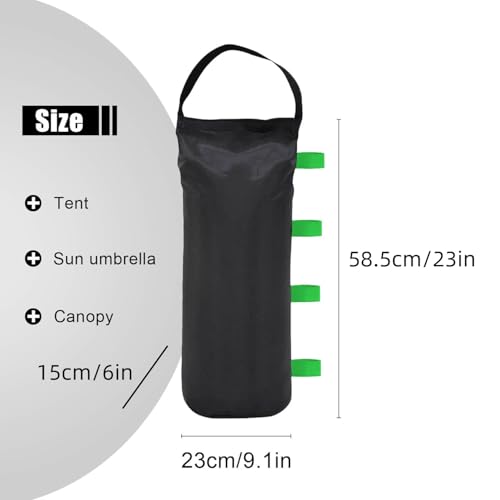 145 LBS Canopy Weights Sand Bags, 4-Pack Sand Bags for Weight Outdoor Advertising Tent Sunshade Fixed Windproof Pop up Canopy Tent Weights (Black-Green Straps) - color: Black-green straps