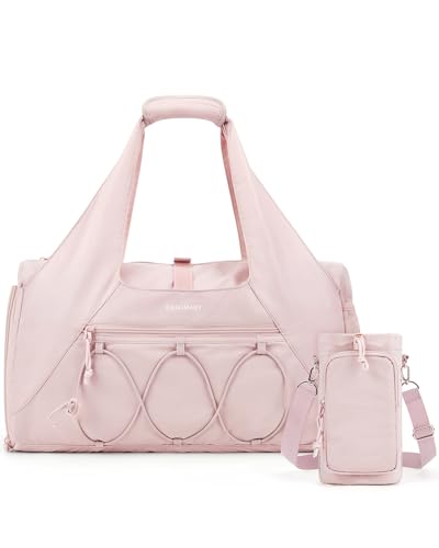 BAGSMART Gym Bag for Women, Lightweight Duffel with Shoe Compartment, Tote Bag with Wet Pocket for Yoga Travel, Pink - color: Pink, style: Casual Tote