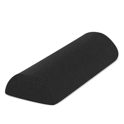 Half Moon Bolster Pillow with Straps, Knee Pillow for Back Sleeping, Under Knee Pillow for Sleeping, Relieves Pain in Legs and Knees, Machine Washable Cover, 24" X 10" X 4", Black - color: Black