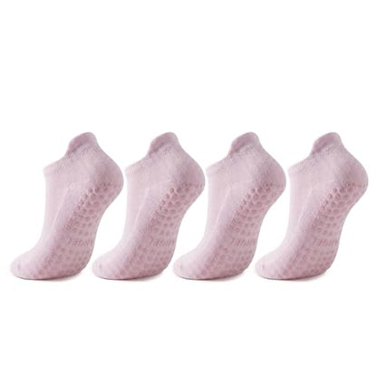 PilatesYogaGripSocksforWomenCushionedGrippyCottonNonSlipAthletic - color: 4 Pairs Pink