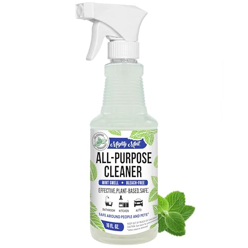 Mighty Mint All-Purpose Cleaner Spray – Plant-Based, Multi-Surface Cleaning for Kitchen, Bathroom & Home – Cuts Grease, Dirt & Grime - Peppermint Scent, 16 oz