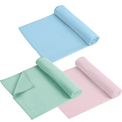 Breling 3 Pack 26"x73" Hot Yoga Mat Towel Pack Non-Slip Yoga Mat Gym Sweat Absorbent Microfiber Towel for Pilates Workout Women Men - color: Blue, Green, Pink