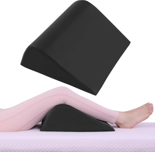 HOMBYS Wedge Bolster Pillow for Legs,Knee Wedge Pillow for Massage Table,Triangle Massage Bolsters for Under Legs,PU Leather Waterproof Foam Tatoo Pillow (Black, 17.7"x17"x8") - size: 17.7"x17"x8"