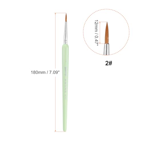 HARFINGTON Detail Paint Brushes 12mm Pointed Tip Nylon Hair Miniature Painting Brush for Watercolor Oil Acrylic Painting(2#), Green - color: Green, size: 2# 12mm