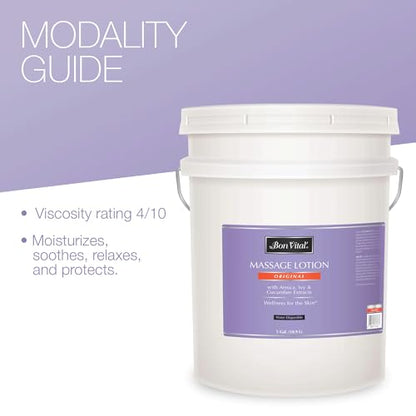 Bon Vital Original Massage Lotion, 5 Gallon Pail, Lightweight, Non-Greasy - size: 5 Gallon