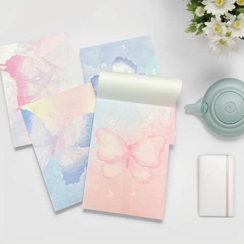 120 Pcs Writing Stationery Paper Pad - Unique Butterfly Design Writing Letter Paper Pad Notepad Set, B5 Size, 4 Different Style