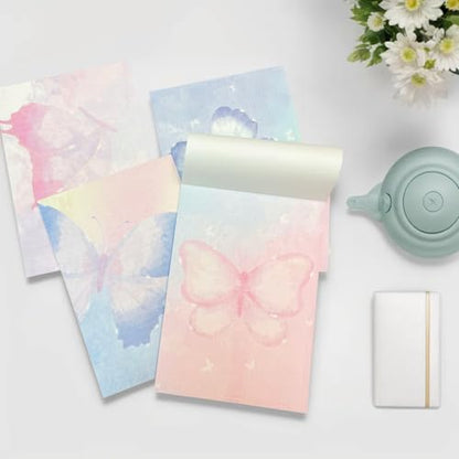 120 Pcs Writing Stationery Paper Pad - Unique Butterfly Design Writing Letter Paper Pad Notepad Set, B5 Size, 4 Different Style