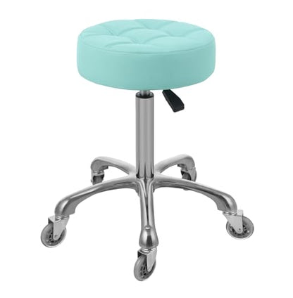Kaleurrier Rolling Stools with Adjustable Height: Swivel Stool with Wheels - color: Green