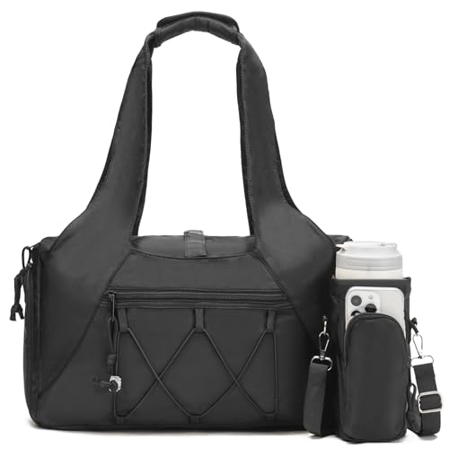 Handbag for Women Yoga Bag Large Capacity Yoga Pad Buckle with Shoe Compartment Water Bottle Sports Gym Bag Travel - color: A03-black