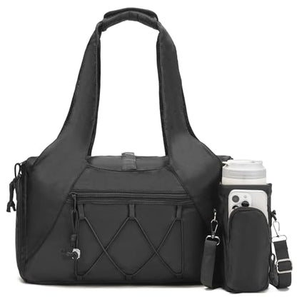 Handbag for Women Yoga Bag Large Capacity Yoga Pad Buckle with Shoe Compartment Water Bottle Sports Gym Bag Travel - color: A03-black