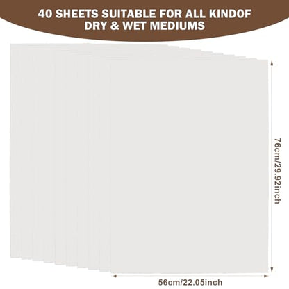 Kisston 10 Sheets Large Deckled Edge Paper 22 x 30 Inches, 140 Lb/300 GSM Cotton Watercolor Paper Texture White Blank Painting Supplies for DIY Craft Activities Student Artists Drawing - style: Deckled Edge