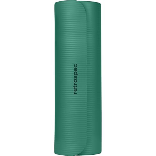 Retrospec Solana Yoga Mat 1" Thick w/Nylon Strap for Men & Women - Non Slip Exercise Mat for Home Yoga, Pilates, Stretching, Floor & Fitness Workouts - color: Elm Green