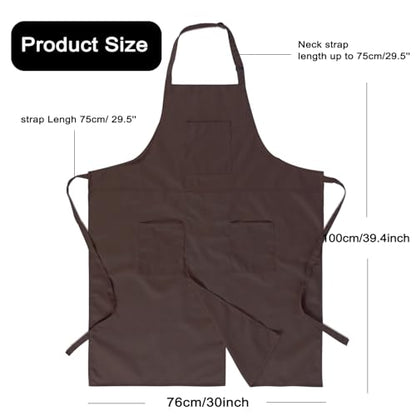 Pottery Split-Leg Make Ceramic Apron, Long Split-Leg Artist Painting Apron with 3 Pockets for Men and Women - color: Brown