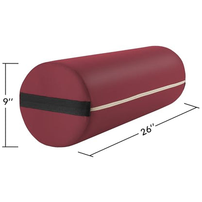 Saloniture Jumbo Round Massage Table Bolster Pillow Pad - 26 x 9 Inch - Burgundy - color: Burgundy