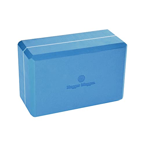 Hugger Mugger 4 in. Foam Yoga Block - Strong and Stable, Beveled Edges for Comfort, Most Favored Block Size, Helps with Alignment and Support in Many Poses - color: Blue