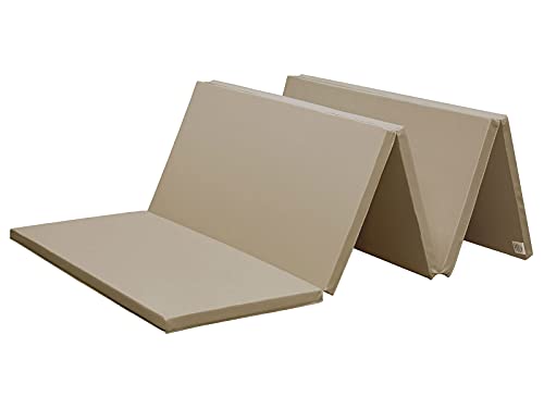 KaRaDaStyle Gymnastics Mat Folding Stretch Mats 75"x31"x1.2" Exercise Muscle Training Children Play Horizontal Bar Mat Yoga Sports Soundproof Home Use - color: Greige/5-fold