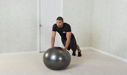 Black Mountain Products Professional Grade Exercise Stability Yoga Ball, Foot Pump, Ball Plug, Plug Puller, 2000 Pounds Static Weight Capacity Antiburst - color: Black, size: 65 cm