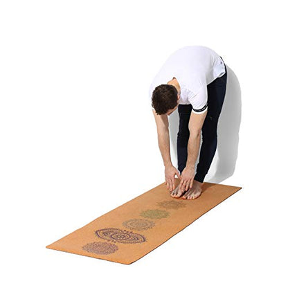 Shakti Warrior Chakra Cork Yoga mat - Artist Designed, Premium eco Friendly mats, Non Slip, Non Toxic, Great for Regular & Hot Yoga, Pilates and Work Out (72 inch x 24 inch x 3mm Thick)