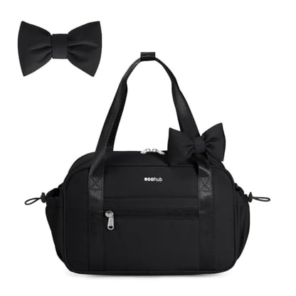 ECOHUB Small Gym Bag for Women, Mini Gym Duffle Bag with Wet Compartment, Cute Bowknot Sports Bag, Gym Tote Bag Dance Yoga Workout Travel Bags Black - color: Black