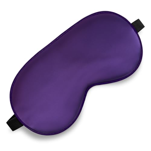 Silk Sleep Mask, Blackout Eye Mask for Sleeping with Adjustable Strap | Light-blocking Blindfold for Men & Women Pressure-Free, Soft Eye Cover Eyeshade for Side Sleeper, Travel Naps(Dark Purple) - color: Dark Purple
