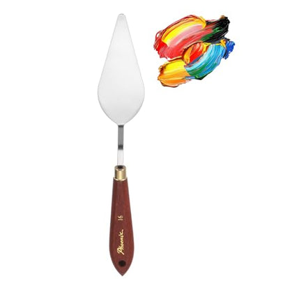 MECCANIXITY Pack of 1 Palette Knife No.16, 9.4" Long Palette Knives with Stainless Steel Flexible Spatula Pallet Knife and Wood Handle for Scraping, Mixing, Oil Acrylic Painting Canvas - style: No.16