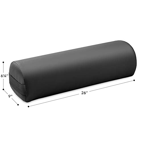 Saloniture 3/4 Jumbo Round Massage Table Bolster Pillow Pad - 26 x 9 x 6-1/4 Inch - Black - color: Black