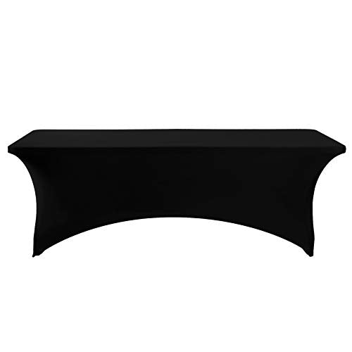 Spandex Table Cover for 8FT or 4ft or 6ft Table Universal Fitted Stretch Tablecloth for Party, Banquet, Wedding and Events-Black - color: Black, size: 96" x 30" (Rectangular)