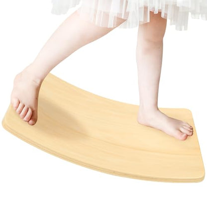 Gentle Monster Wobble Balance Board, Wooden Montessori Toy Rocker Board Natural Wood Kids Toddler Open Ended Learning Toy Yoga Curvy Board for Adult Office Classroom Christmas Gifts - color: White Maple Color
