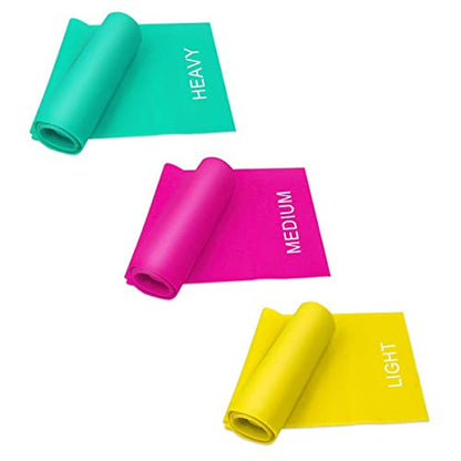 Coolrunner 7FT Long Latex Free Elastic Flat Exercise Band Set of 3