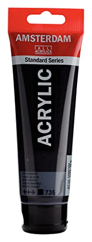 Amsterdam Standard Series Acrylic Paint Tube, Oxide Black 735, 4 fl oz | Vibrant Color with Acrylic Resin Binder, High Lightfastness, Water-Based, Strong Coverage, Visible Brush Strokes - color: Oxide Black, size: 4.06 Fl Oz (Pack of 1)
