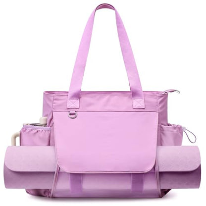 WLLWOO Thick Yoga Mat Bag Women Gym Tote Breathable Mesh Holder Wet Pocket | Carryall Lightweight Waterproof Shoulder for Pilates Travel Beach Workout Fitness Carrier - color: Purple