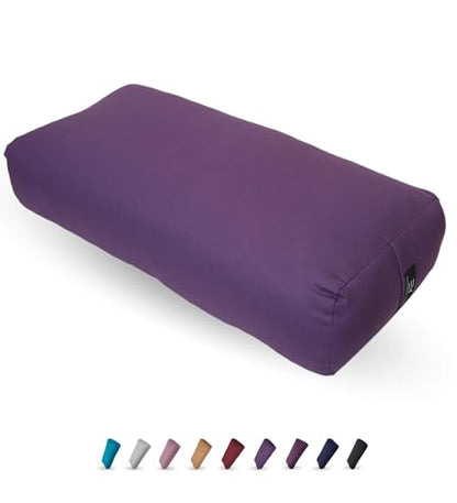 Everyday Yoga Bolster and Yoga Strap Set, Rectangular Meditation Pillow, Super Soft & Lightweight with Carry Handle - Firm Support for Restorative Yoga - Plum