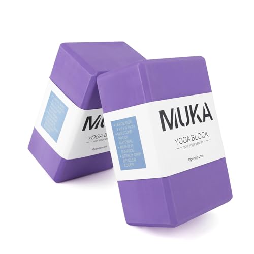Muka Yoga Blocks 4x6x9 Inch, High Density EVA Foam Yoga Brick for Meditation, Pilates - color: Purple, size: 2 pack