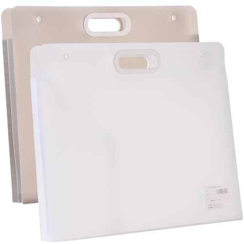 Plastic Art Portfolio Folder with Handles and Snap 17 x 14 inch Large Waterproof Artwork Storage Containers for Drawing Sketch Photography Poster Files Document (Gray and White, A3) - color: Gray and White, size: A3