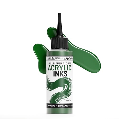 Acrylic Inks for Artists - Grass Acrylic Ink, 3.38 Fl Oz (100 ml) | Highly Concentrated, Multifunctional Liquid Acrylic Paint - color: Grass